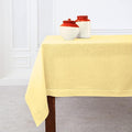 Solino Home Linen Yellow Tablecloth 60 x 132 Inch - Classic Hemstitch, 100% Pure Linen Rectangular Tablecloth - Machine Washable Table Cloth