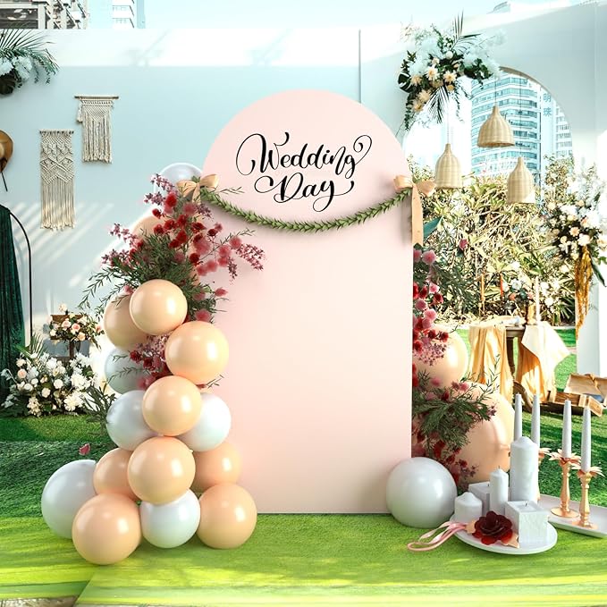 bricia Wedding Arch Backdrop Stand Cover, 5FT Double Sided Stretchy Arch Cover Fitted Wedding Birthday Party Banquet Decoration (Blush Pink 60''Lx25.2''W)