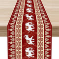 Boho Elephant Table Runner, Vintage Tribal Traditional African Animals Ethnic Folk Red Table Center Decor for Home Kitchen Dining Patio Holiday Party Indoor Outdoor Table Decorations, 13"x90" Inch