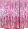 5 Pack Pink Fringe Foil Curtain 3.2ft x 8.2ft Tinsel Backdrop Streamers for Birthday Party Decoration Wedding Christmas Decoration