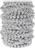 [66 Feet] Silver Pearl Beads Garland, 8MM 22 Yards Silver Faux Pearl Beads String Roll Bulk for DIY Craft Christmas Tree Wedding Party Decoration