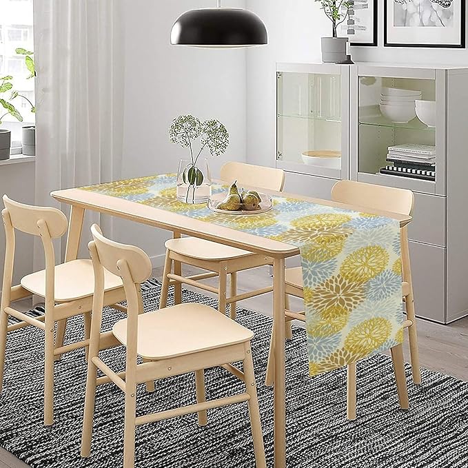 Flowers Table Runner,Spring Summer Floral Pattern Seasonal Farmhouse Kitchen Dining Table Home Party Decoration 13x120 Inch