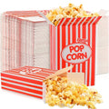 Xinnun 200 Pcs Paper Popcorn Boxes 1 oz Close Top Oil Proof Disposable Popcorn Container 6 x 4 x 2 Inch Stripes Leak Proof Popcorn Boxes for Party Movie Party Theater Night Birthday (Red)