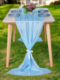 MDS 10 Pack 10ft Chiffon Table Runner 29 x 120 Inches Sheer Wedding Runner Romantic Rustic Table Runner for Wedding Decorations, Birthday Parties, Bridal Shower Party Arch Decor -Turquoise
