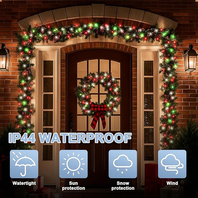 LAMPHOME 33ft Christmas Decorative Mini Lights, 100 LED Transparent Wire Fairy Starry String Lights Plug in, 16 Lighting Modes for Outdoor Xmas Tree Wedding Party Decoration (Red/Green/White)