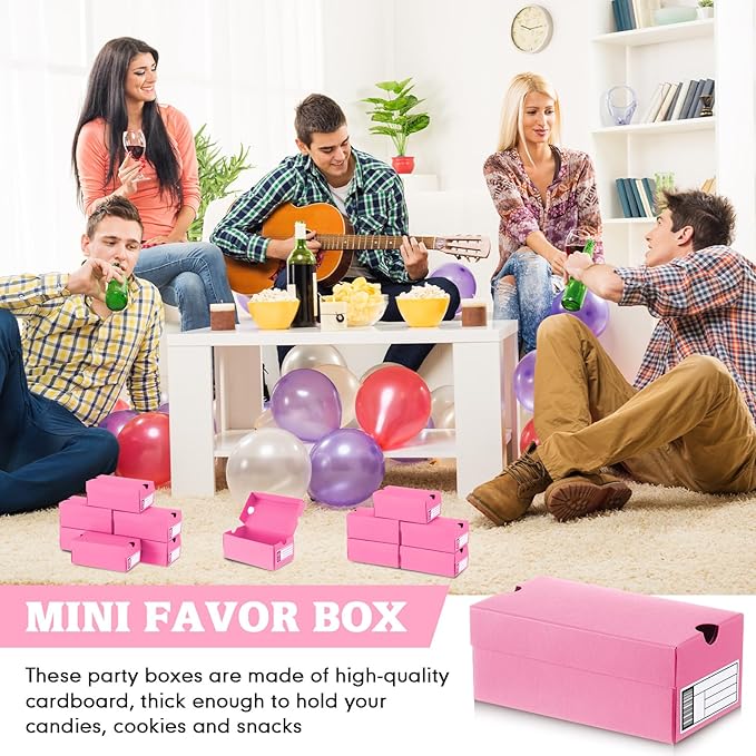 12 Sets Mini Shoe Gifts Boxes for Party Favors 4.7 x 2.5 x 2 Inch Sports Mini Sneaker Box with Editable Label for Candies Cookies Snacks (Light Pink, 4.7 x 2.5 x 2 Inches)