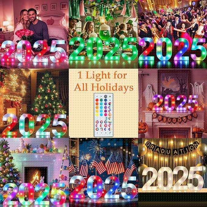 Pooqla 20th Birthday Decorations for Her Him, 35 Colors LED Light Up Numbers with Remote, Multicolor Marquee Numbers 20 Sign for Party Wedding Anniversary Decor 20th Birthday Gift, Number 20