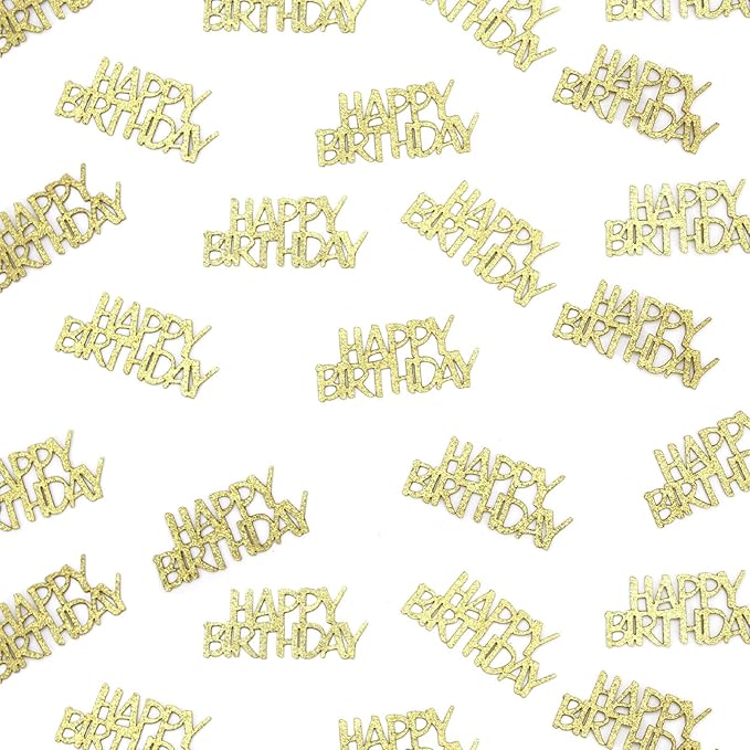 Gold Happy Birthday Confetti for Tables Glitter Birthday Party Table Scatters for Adult/Kids Birthday Anniversary DIY Crafts Party Supplies 100PC