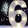 Pooqla Marquee Light up Numbers, Lighted Numbers for 6th Birthday Decorations, Night Light Battery Powered for Silver Party Decorations, Gift for Boys Girls Christmas Wedding Home Room Decoration