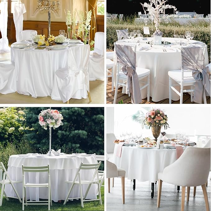 Round Tablecloth 8 Pack 108 Inch White Tablecloths Washable Decorative Linen Polyester Table Clothes Cover for Dining Table Banquets Buffet Parties and Wedding