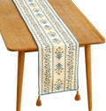 ISAENNE Designer Pale Yellow Elegant Linen Table Runner 102 Inches Long,French Floral Pattern Elegant Table Runners for Dining Tables,Thanksgiving,Kitchen Tables,Christmas,12"*102"-Estevan A