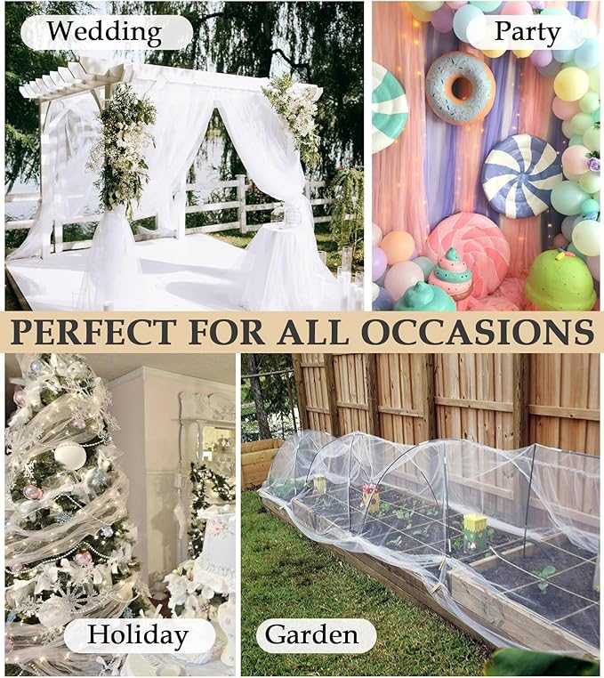 Lavender Tulle Fabric Roll, 54" x 40 Yards (120FT) Tulle for Wedding Decoration DIY Tutu Party Backdrop Baby Shower Table Skirts Gift Wrapping
