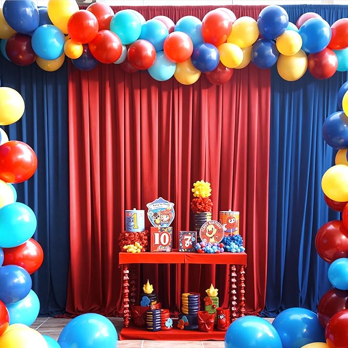 10×14ft Wrinkle Free Red Backdrop Curtain for Wedding Parties,2 Panels 5×14ft Height Soft Silky Polyester Backdrop Drapes Red Photo Back Ddrop Curtains for Event Photography Christmas Background Cloth