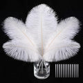SOGUGOM White Craft Ostrich Feathers - 30PCS 8-10 inch Ostrich Feathers Kit for Centerpieces, Kindergarten Crafts, Dream Catchers and DIY Projects(White)