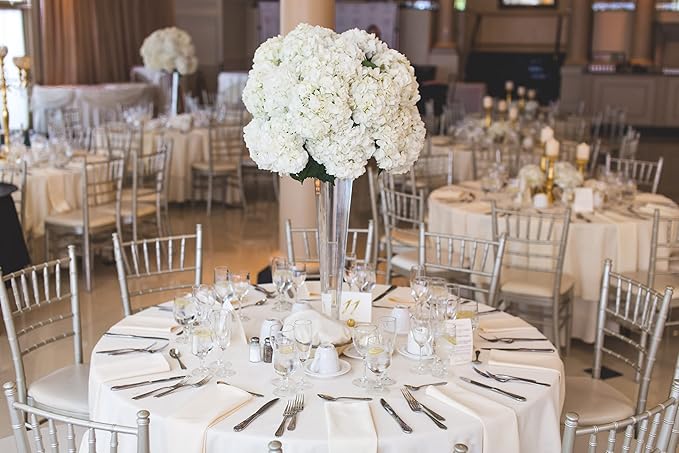 12 Pack 108 Inch Round Tablecloth, White Polyester Fabric Table Cloth for Round Table, Stain and Wrinkle Washable TableCover for Wedding Party Dining TableBuffet Restaurant Banquet and Camping
