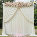20ft x 15ft Ivory Wrinkle Free Backdrop Curtains for Parties,Silky Polyester Fabric Wedding Ceiling Drapes, 4 Panels 15ft Photo Back Drop Drapes for Baby Shower Photography Stage Background Cloth