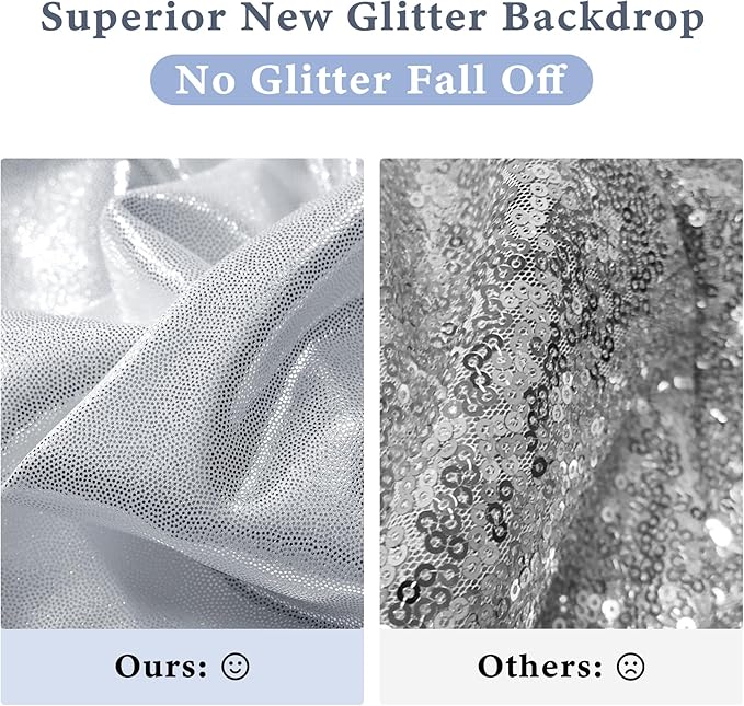 Outpain Thick 20 ft x 10 ft Silver Sequin Backdrop Curtain for Parties, Wrinkle Free Glitter Photo Backdrop Drapes 4 Panels 5x10ft Silver Back Drop Cloth for Wedding Christmas Photography Background