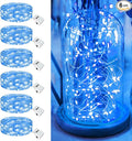 6 Pack Fairy Lights Battery Operated - 7ft 20 Led Twinkle Lights 3 Modes, Bulk Mini String Lights Waterproof for Mason Jars Vases DIY Party Wedding Decoration Christmas -Blue
