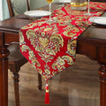 Jacquard Red Table Runner 120" Chenille Decorations for Birthday Wedding Party Handmade Centerpiece