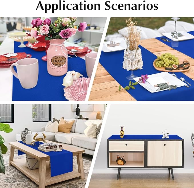 2 Pack Blue Table Runner 12 x 60 Inch Solid Color Farmhouse Runners Coffee Table Dresser for Daily Party Home Decoration