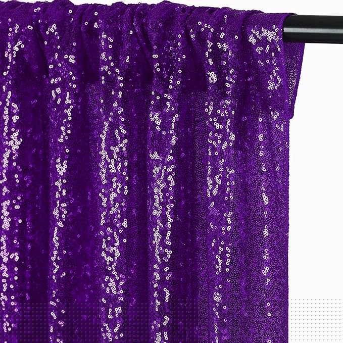JYFLZQ Purple Sequin Backdrop Curtains 2ft x 8ft 4 Panel Glitter Photo Booth Backdrops Sparkly Photography Background Drapes for Parties Wedding Bridal Showers