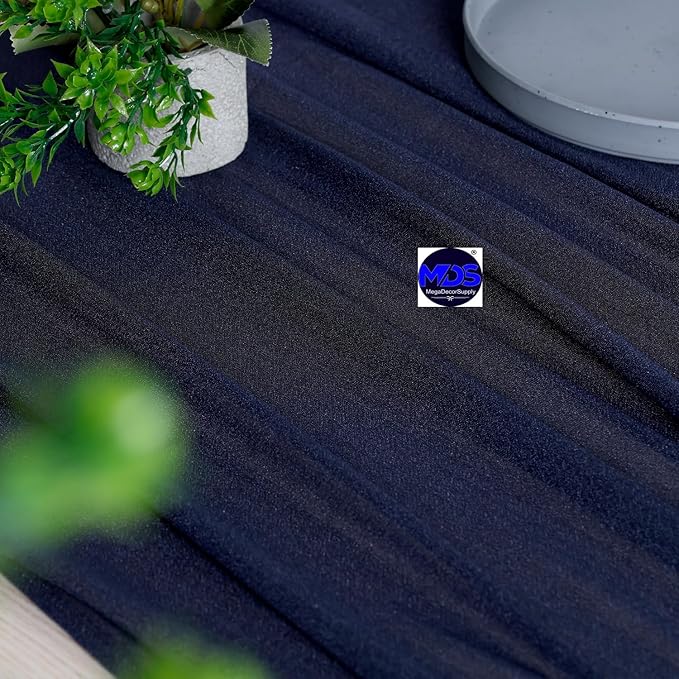 MDS Halloween Chiffon Table Runner - 15 Pack, 29 x 170 Inches, 14ft Each - Sheer Spooky Table Runners for Haunted House Parties, Trick-or-Treat Tables, Witchy Décor, Wedding & Events - Navy Blue