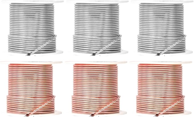 Mandala Crafts 14 Gauge Anodized Aluminum Craft Wire for Jewelry Making – 330 FT Colored Flexible Silver Copper Tone Wire - Bendable for Bonsai Armature Crafting Sculpting