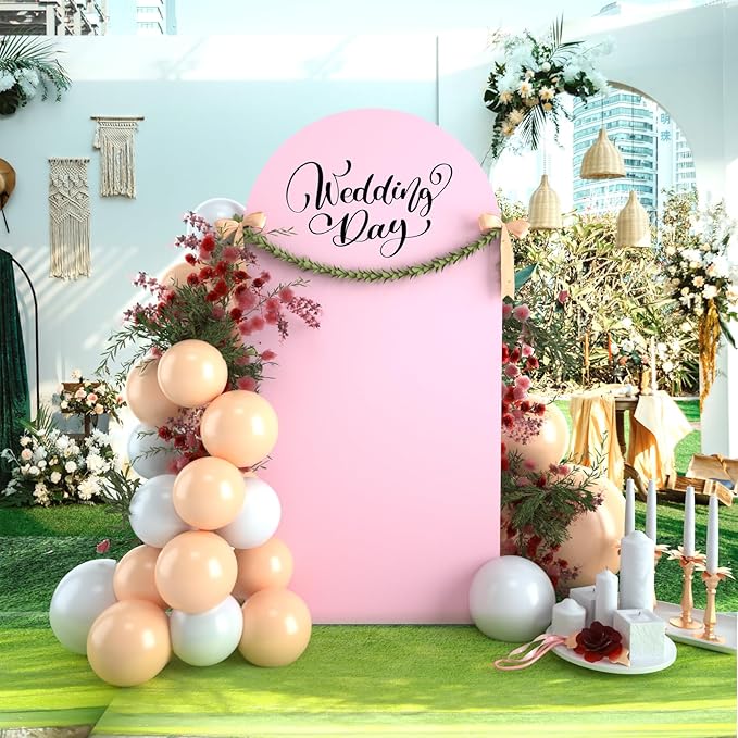 bricia Wedding Arch Backdrop Stand Cover, 7.2FT Double Sided Stretchy Arch Cover Fitted Wedding Birthday Party Banquet Decoration (Pink 86.4''Lx48''W)
