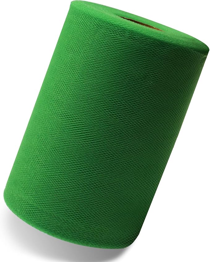 Emerald Green Tulle Fabric Roll 6 Inch X 300 FT (100 Yards) Matte Tulle Ribbon Netting Mesh Spool for DIY Tutu Skirt Wedding Bow Gift Wrapping Baby Shower Christmas Party Halloween Decorations