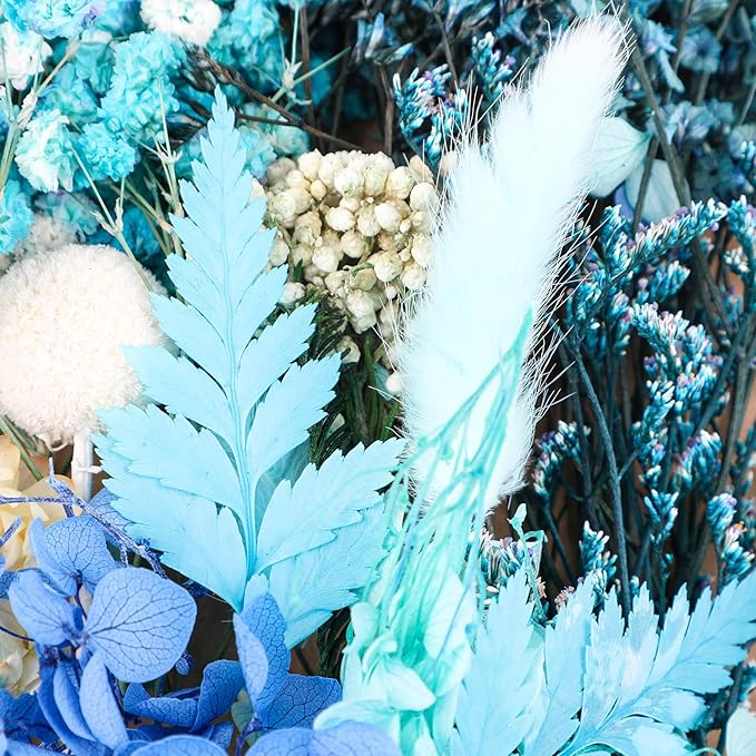 Dried Flowers,Dried Flowers Set for DIY Scrapbook Accessories Flower Arrangements Flower Decoration Wedding Decoration(Blue)