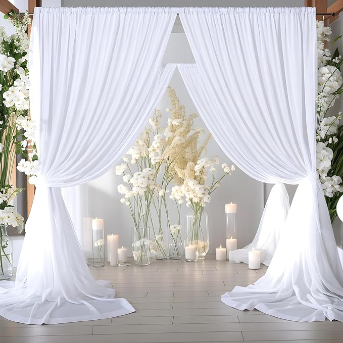 50ft x 10ft Thick Ivory Backdrop Curtains for Parties, 10 Panels 5ft x 10ft Non See Through Ivory Polyester Wedding Drapes Photo Backdrop for Birthday Party Graudation Photography Home Decor