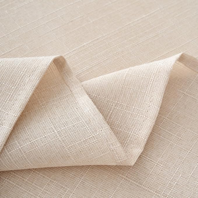 NLMUVW Linen Tablecloth for Rectangle Table - Textured Table Cloth Water Resistant Farmhouse Burlap for Kitchen Dining Café,Champagne, 54 x 90 Inch