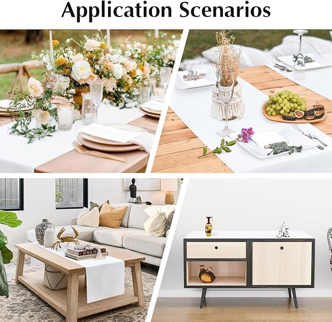 2 Pack White Small Short Table Runner 12 x 48 Inch Solid Color Runners Coffee Table Dresser for Daily Party Home Decoration