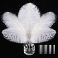 SOGUGOM White Craft Ostrich Feathers - 30PCS 6-8 inch Ostrich Feathers Kit for Centerpieces, Kindergarten Crafts, Hats and DIY Projects(White)