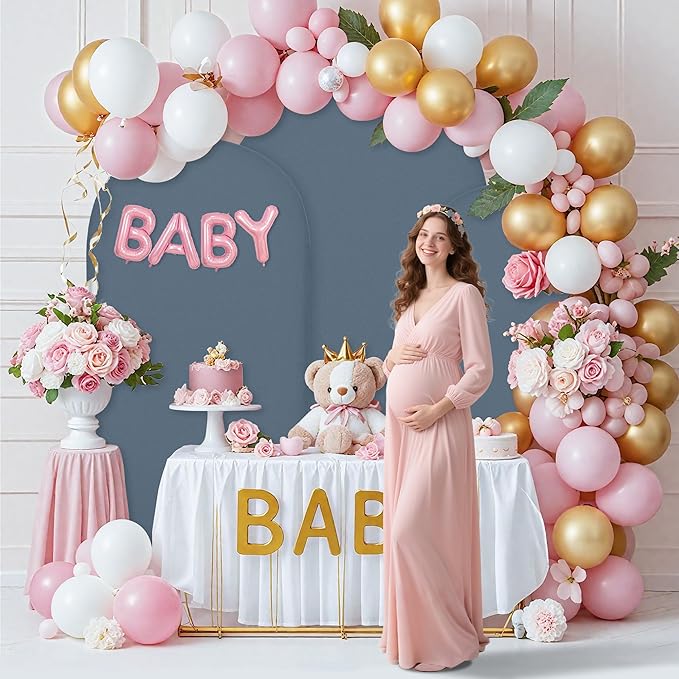 Wedding Arch Covers Arch Backdrop Cover Arch Stand Covers 7.2FT 6.6FT 6FT Set of 3 Arch Cover Spandex Fabric Stretchy Backdrop for Wedding Birthday Party Decoration Baby Shower (Dusty Blue)