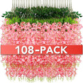 Wisteria Hanging Flowers,Fake Hanging Flowers,Wisteria artificiales Garland for Home Wedding Arch Floral Party Garden Ceremony Outdoor Decor,3.6 feet Long(108,Pink)