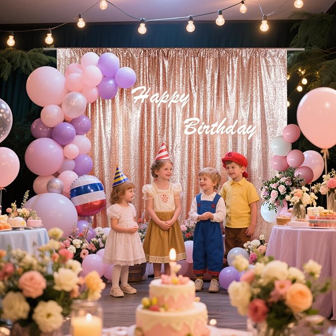 SquarePie Sequin Backdrop Not See Through Thick Background Glitter Curtain Party 20FT x 10FT Rose Gold