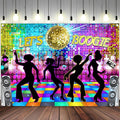 Disco Backdrop 7X5ft Retro Glow Party 70s 80s 90s Theme Stage Dance Background Disco Party Decoration Disco Ball Banner Dance Backdrop for Birthday Party Prom Portrait Photo Props Polyester, Multi