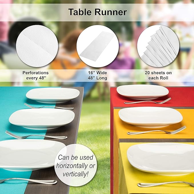 American Homestead Paper Table Runner Roll - 78 ft. Disposable Linen-Like Table Cover Roll - 20 Perforated Table Runners (16" x 48") for Parties, Weddings, and Events - Silver Gray