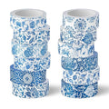 Whaline 12 Rolls Blue Floral Washi Tape Chinoiserie Flower Washi Tape Vintage Masking Decorative Gift Wrapping Paper Tape for DIY Craft Scrapbook Envelope Party Favor Supplies