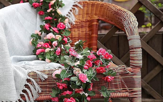 Miracliy 16 Pack 131 FT Flower Garland Decorations Plastic Artificial Flowers for Wedding Decoration Photo Booth Backdrop