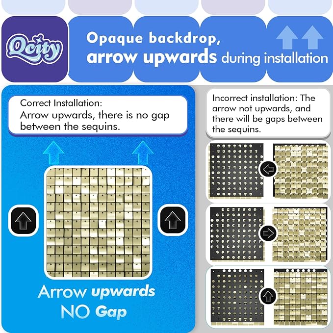 Qcity Matte White Sequin Wall Backdrop 30PCS, Black Back Not See-Through Design, Square Sequin Glitter Backdrop Panel, Perfect for Outdoor Events, Birthdays, Wedding and Party Decoration
