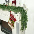 9 Ft Christmas Cedar Garland for Staircase Railing Real Touch Soft Bendable Faux Winter Xmas Greenery Pine Garlands Mantle Garland for Decoration for Table Fireplace Door Railing Wall Home Decor