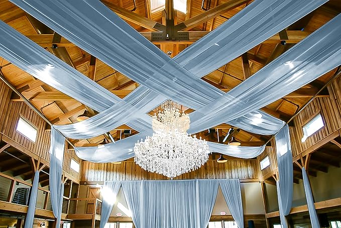 6 Panels Dusty Blue Ceiling Drapes for Wedding 5ftx40ft Ceiling Drapes Wedding Arch Draping Fabric Cheesecloth Sheer Curtain Romantic Ceiling Decorations for Weddings Party Banquet Ceremony Stage