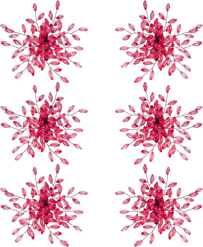 Christmas Napkin Rings Set of 6 for Dining Table Decoration Parties Everyday Metal Napkin Holder Leaf Red (Pack of 6)
