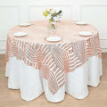 Efavormart 72" Blush Rose Gold Sparkly Sequin Geometric Tulle Square Table Overlay