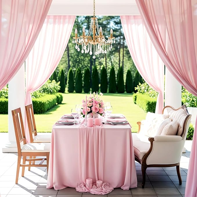 Wedding Arch Draping Fabric 29" x 19Ft Sheer Drapes for Backdrop Wedding Ceremony Reception Ceiling Decor Curtain Baby Bridal Shower Decoration (Dusty Rose, 3 Panels)