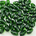 50pcs 10x15mm Teardrop Crystal Glass Beads for Jewelry Making, Faceted Vertical Hole Teardrop Glass Spacer Beads for Wind Chimes Bracelet Earring Necklace DIY Craft(Dark Green)