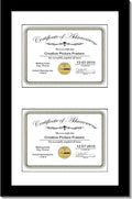 Creative Picture Frames 14X20Bk-W Black Vertical Double Diploma Frame With 2 Opening White Matting | Holds 2-8X10-Inch Documents With Installed Wall Hanger
