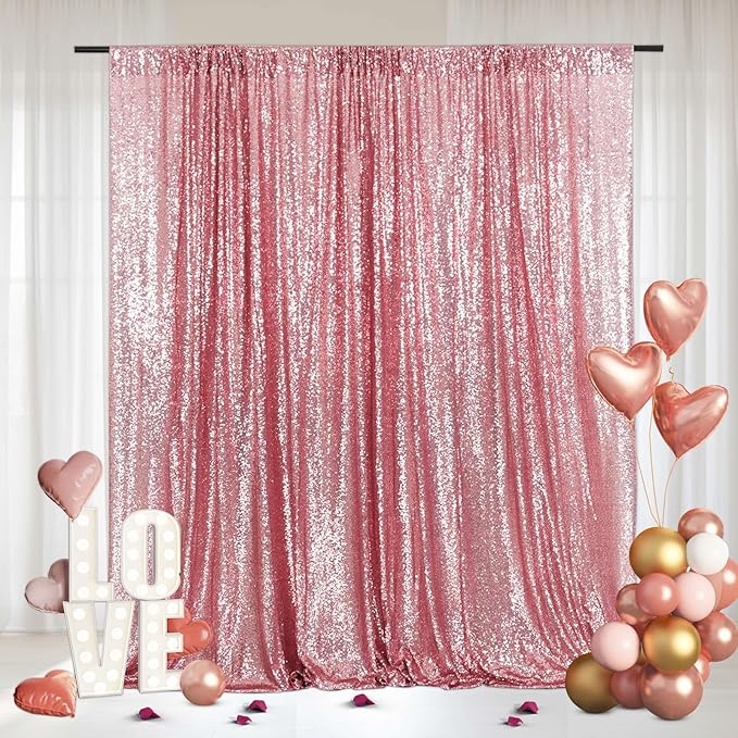 Eternal Beauty Fuchsia Pink Sequin Backdrop, 4x7 Ft Glitter Background Curtains for Shimmer Photography Party Wedding Birthday Back Drop Decor
